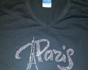 Paris France Eiffel tower Rhinestone T-Shirt