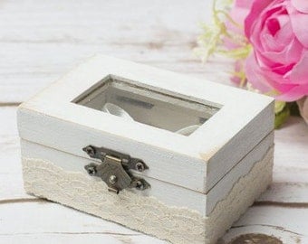Glass Ring Box Wedding Ring Bearer Glass Ring Pillow Holder White Moss Rustic chic Ring Box Glass Ring Box Rustic wedding Box Keepsake Moss