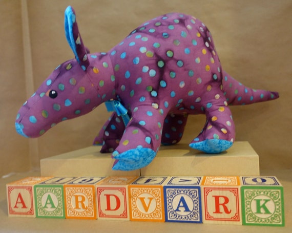 Stuffed Aardvark Toy in Purple