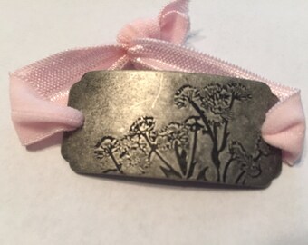 Flower Burnished Silver Bracelet