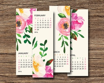 2016 Calendar Watercolor flowers Printable wall calendar