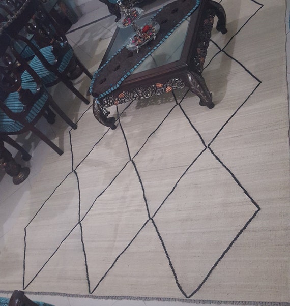 Black and White Kilim rug Modern kilim rug Dhurrie rug Flat