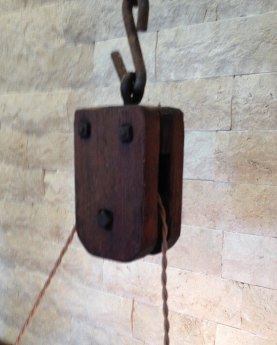 Vintage Block n Tackle Pendant Light by BlocknTackleLite on Etsy