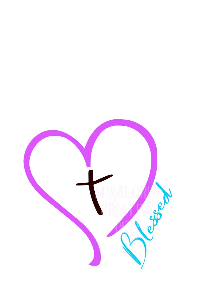 Heart Cross Blessed SVG Cut file Cricut explore file decal