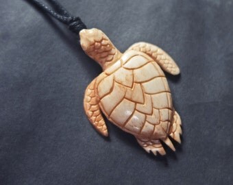 Turtle Necklace Hand Carved Turtle Pendant Necklaces Buffalo Bone Jewelry Taxidermy Carving