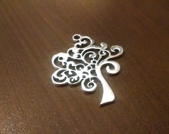 Tree of Life Pendant - Family Tree Pendant - Silver Plated Charm - Jewelry Supplies