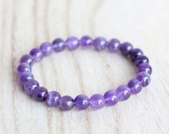 AMETHYST BRACELET. Anxiety Relief. Meditation bracelet. Psychic Attack. Third Eye Bracelet. Calming Bracelet. Dark Purple Quartz Bracelet.