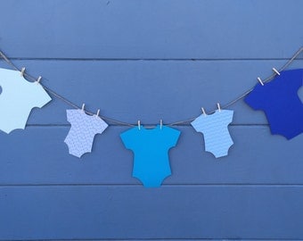 Baby Shower Banner-Onesie Baby Banner-Its a Boy Banner-Blue Banner-Clothespin Banner-Twine Banner-Cardstock banner-Mommy To Be Banner