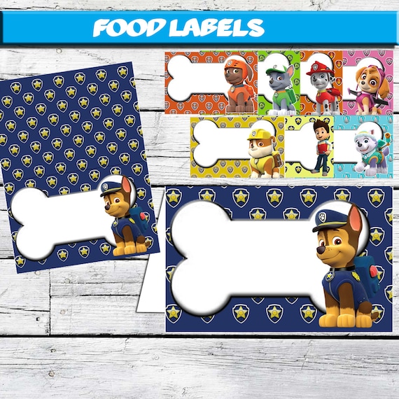 8 Paw Patrol Food Labels-printable Paw Patrol by MontageDigiArt