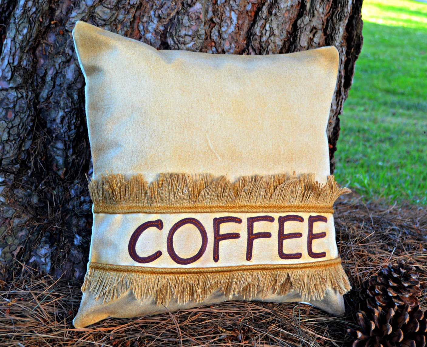 Rustic Pillows Canvas Burlap pillow Patio pillows 18x18