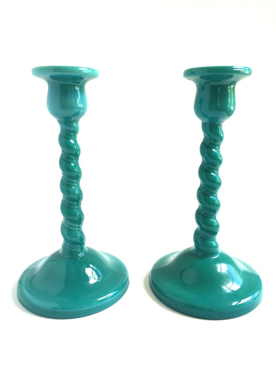 Cambridge Glass Jade Candlesticks RARE Cambridge Glass