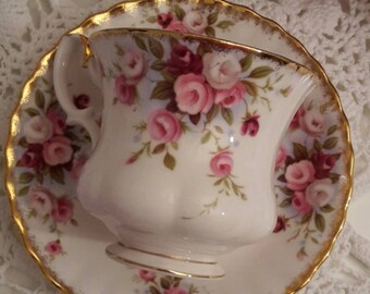 Royal Albert Cottage Garden demitasse Tea Cup and Saucer vintage montrose Teacup and saucer