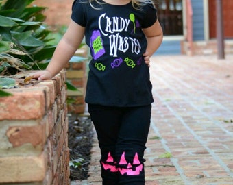 Girl Halloween shirt, Funny Halloween Shirt, Toddler Girl Halloween Outfit, Glow In the Dark Shirt, Trick or Treating Shirt, Fall Toddler
