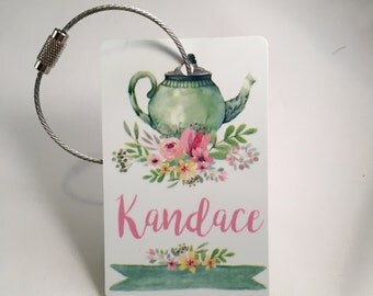 Watercolor Luggage Tag - FREE SHIPPING, Luggage Tag, Custom Luggage Tag, Personalized Luggage Tag, Bag Tag, Child Luggage Tag, Bride Gift