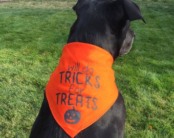 Halloween Dog Bandana Costume - Will do tricks for treats