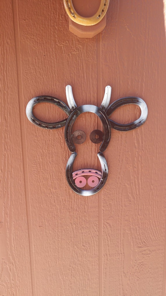 Rustic Cow Horseshoe Metal Art. Very Cute Wall by ArizonaIronWorks