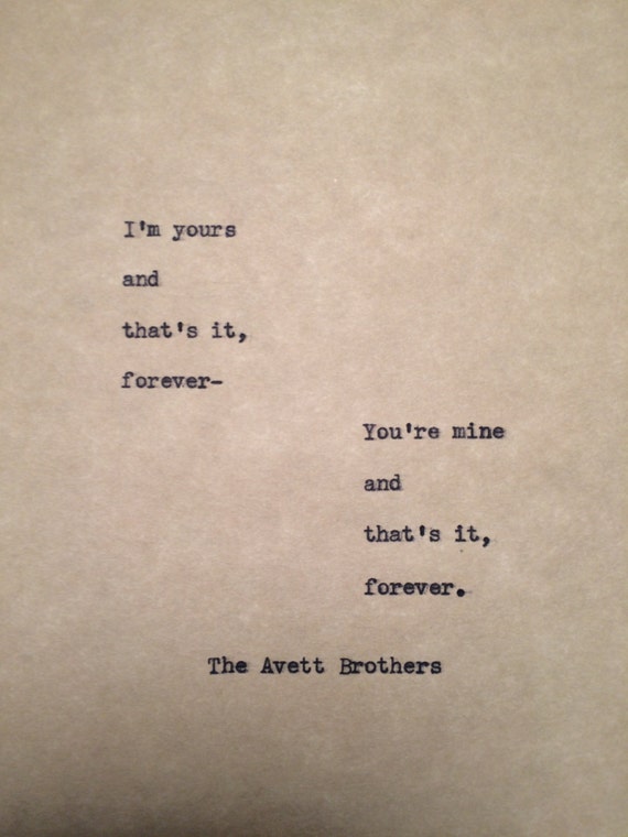 Avett Brothers Typewriter Quote by LightningBoltQuotes on Etsy