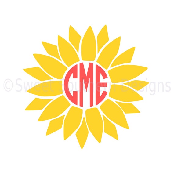 Sunflower monogram SVG instant download design for cricut or