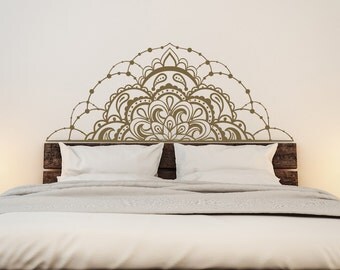 Half Mandala Vinyl Wall Decals for Bedroom- Mandala Decal Car- Mandala Window Decal- Headboard Master Bedroom Wall Decal Mandala Decor #58