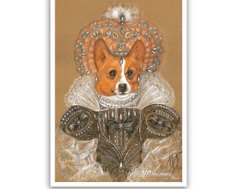 Corgi. The Queen / Welsh Corgi / Corgi Art Print / Royal Dog Portraits of Animal Century