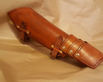Antiqued Steampunk Leather Bracer with Handguard