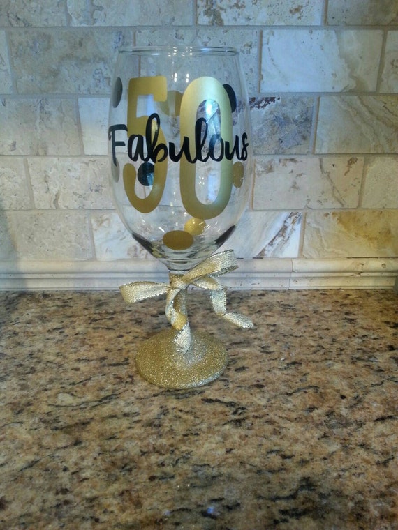 50th birthday wine glass