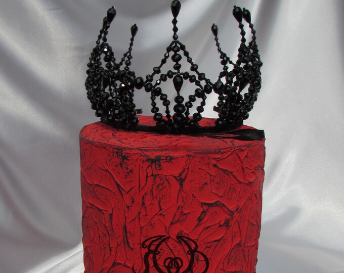 Black Royal Crown~Evil Queen Crown~Gothic Bohemian Headpiece~Crystal Crown Headband~Gothic Headdress~Halloween Tiara~King Hat~baroque crown