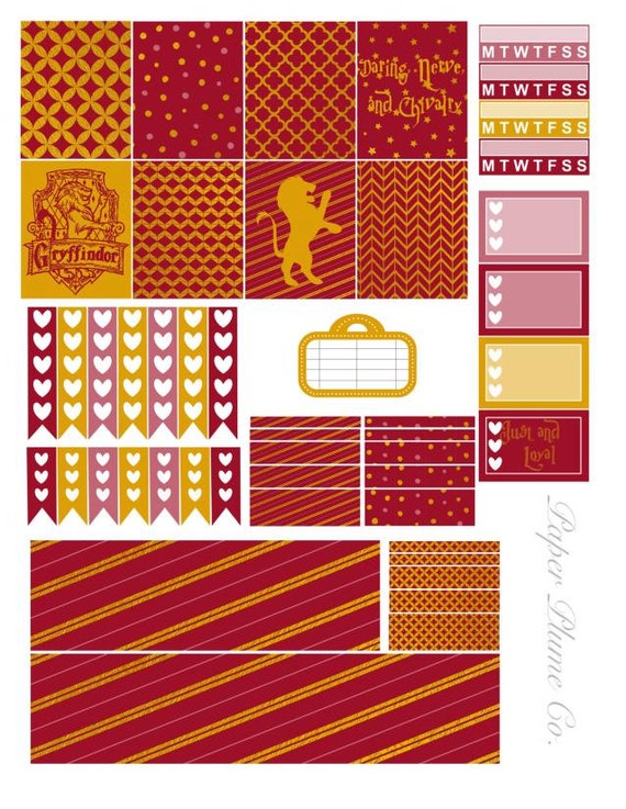 printable harry potter gryffindor planner stickers