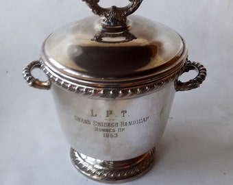 REDUCED 1953 Silverplate Ice Bucket with Mercury Glass Liner