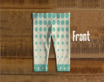 Teal shape kids leggings, boho kids leggings, teal baby leggings, teal toddler leggings