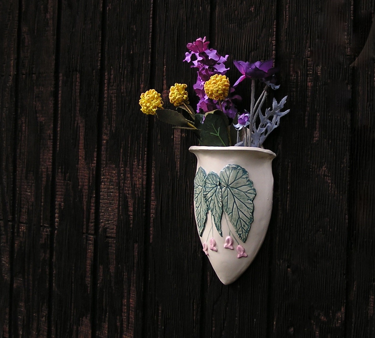 Begonia Wall Pocket Vase for dried or silk flowers only