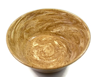 Swirled Stoneware Bowl - Brown and White Clay Bowl - Handmade Ceramic Bowl - Wheel Thrown Pottery - Ships Today