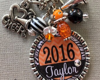 Senior 2018 Cheer jewelry, PERSONALIZED gift, class of 2018, back to school, CHEVRON, Graduation gift, high school, senior night, CHEER