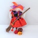 Halloween Felt Art Doll Diva witch in the orange hat Halloween decoration