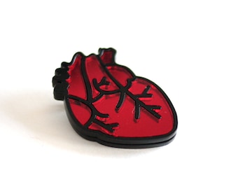 Anatomical Heart Brooch, Valentines Gift, Laser Cut Brooch, Inlayed Mirror Acrylic, Choice of Colour, Handmade in UK