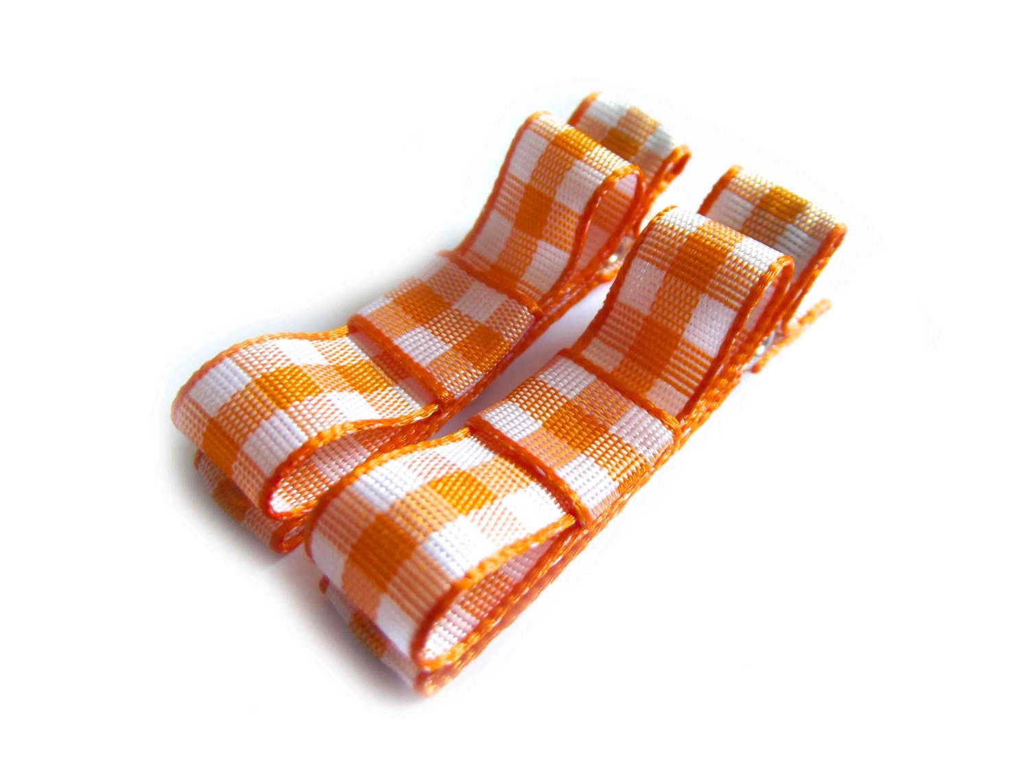 Orange Gingham Hair Clips Orange Hair Clips Orange Tuxedo Bow