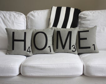 HOME Scrabble Pillows - Inserts Included // Big Scrabble Tile Pillows // Scrabble Letters // Giant Scrabble Tiles // Home Sweet Home