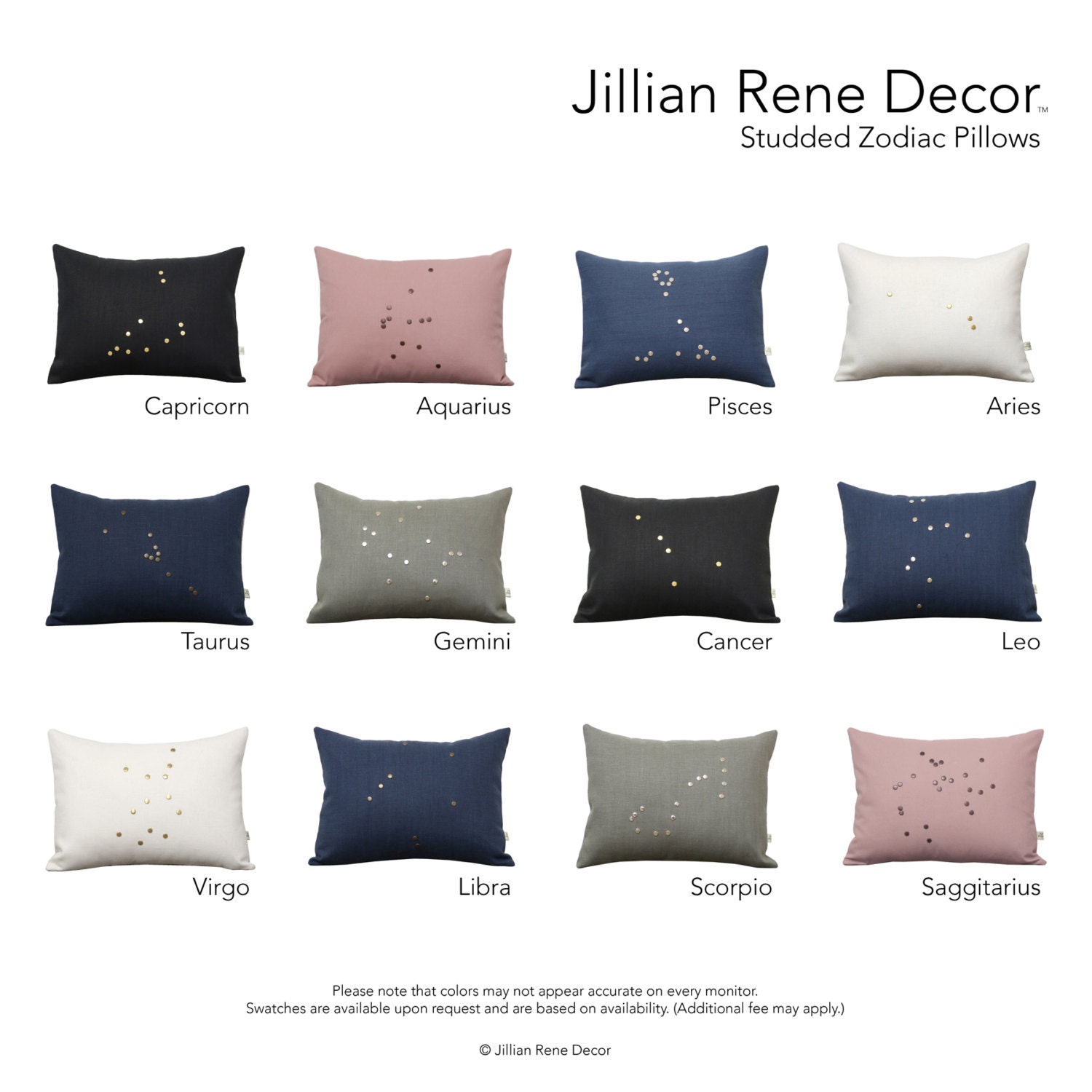 Pieces Studded Zodiac Pillow Covers with Astrological Sign