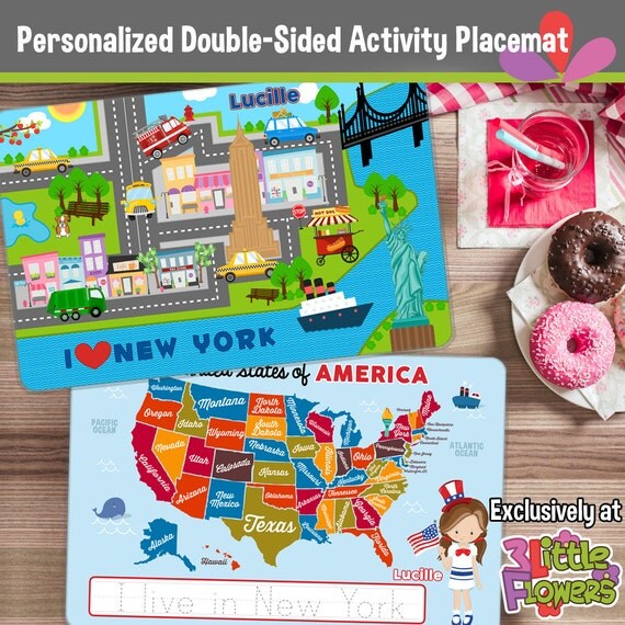 New York Placemat United States Map Placemat Personalized placemat