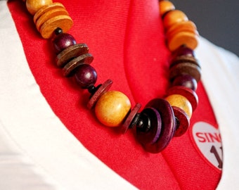 Wooden bead necklace