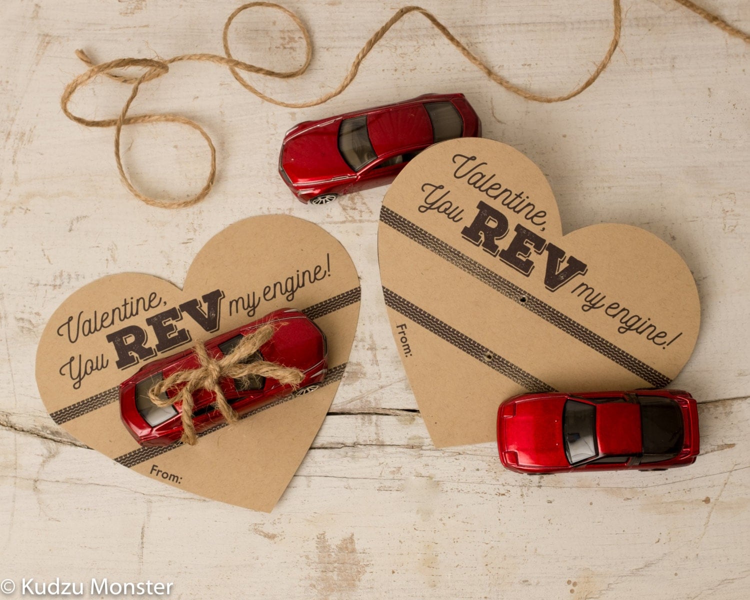 Printable hotwheels car valentine heart kraft simple DIY