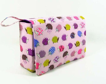 Purple hedgehog diaper bag, baby gift for new parents, diaper purse, nappy bag, baby bag organizer, diaper clutch with clear zipper pouch