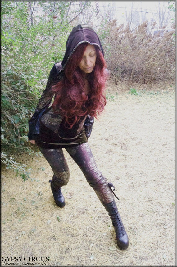 Leggings - Steampunk - Tights - Burning Man - Cyber Punk - Bohemian Gypsy - Boho - Goth - Sexy - Women Fashion - Sexy - Size Medium by GypsyCircus steampunk buy now online