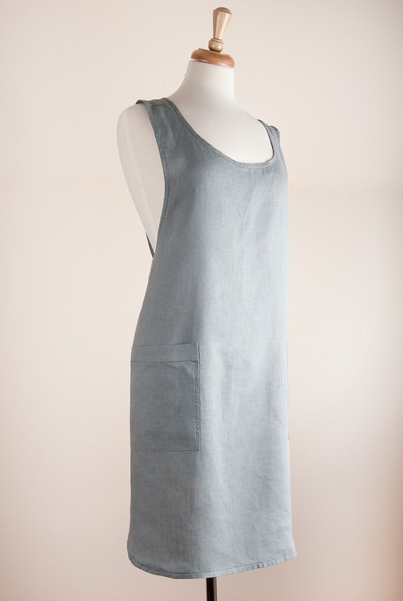 Crisscrossed Japanese style apron 100% Linen by LinenAndTailor