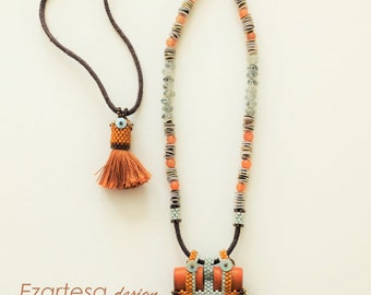 Native American Inspired Seed Bead Leather and by EzartesaJewelry