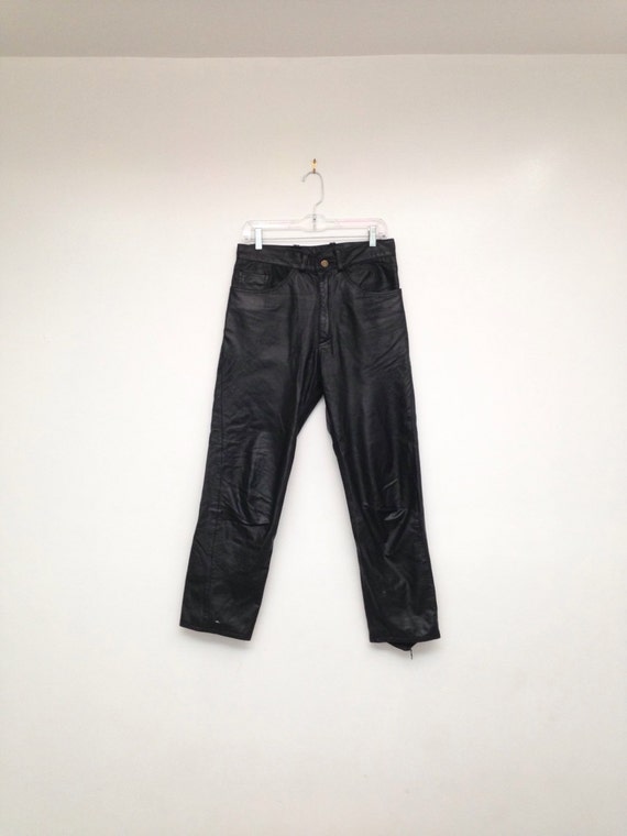 Vintage 1980s Mens Black Leather Pants
