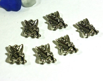 6 garden fairie fairy charms silver alloy