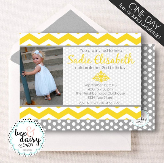 Yellow Chevron Invitation, Chevron Birthday Invitation, Girl First Birthday, Girl Birthday, Boy First Birthday, Boy Birthday, Chevron Invite Il_570xn