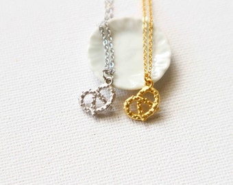 Tiny Pretzel Necklace | Pretzel Charm Silver Or Gold