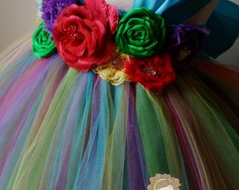 girls rainbow tulle dress, rainbow tutu dress, girls birthday dress, rainbow tulle, rainbow tutu, rainbow dash dress, rainbow brite dress